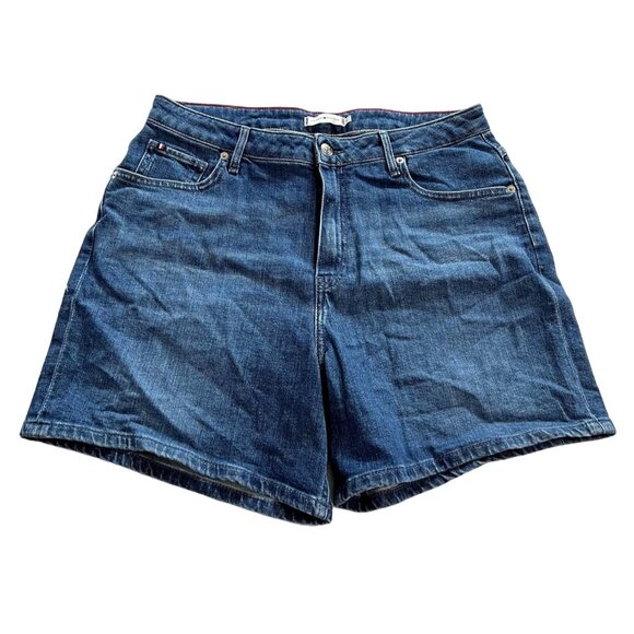 Tommy Hilfiger W40212 Straight Fit High Waist Denim Shorts - Picture 1 of 5